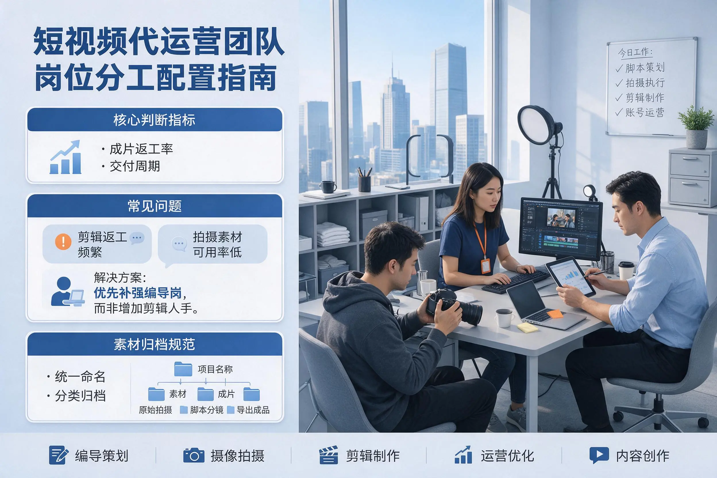 短视频代运营团队如何配置？牡丹江企业岗位分工科普说明