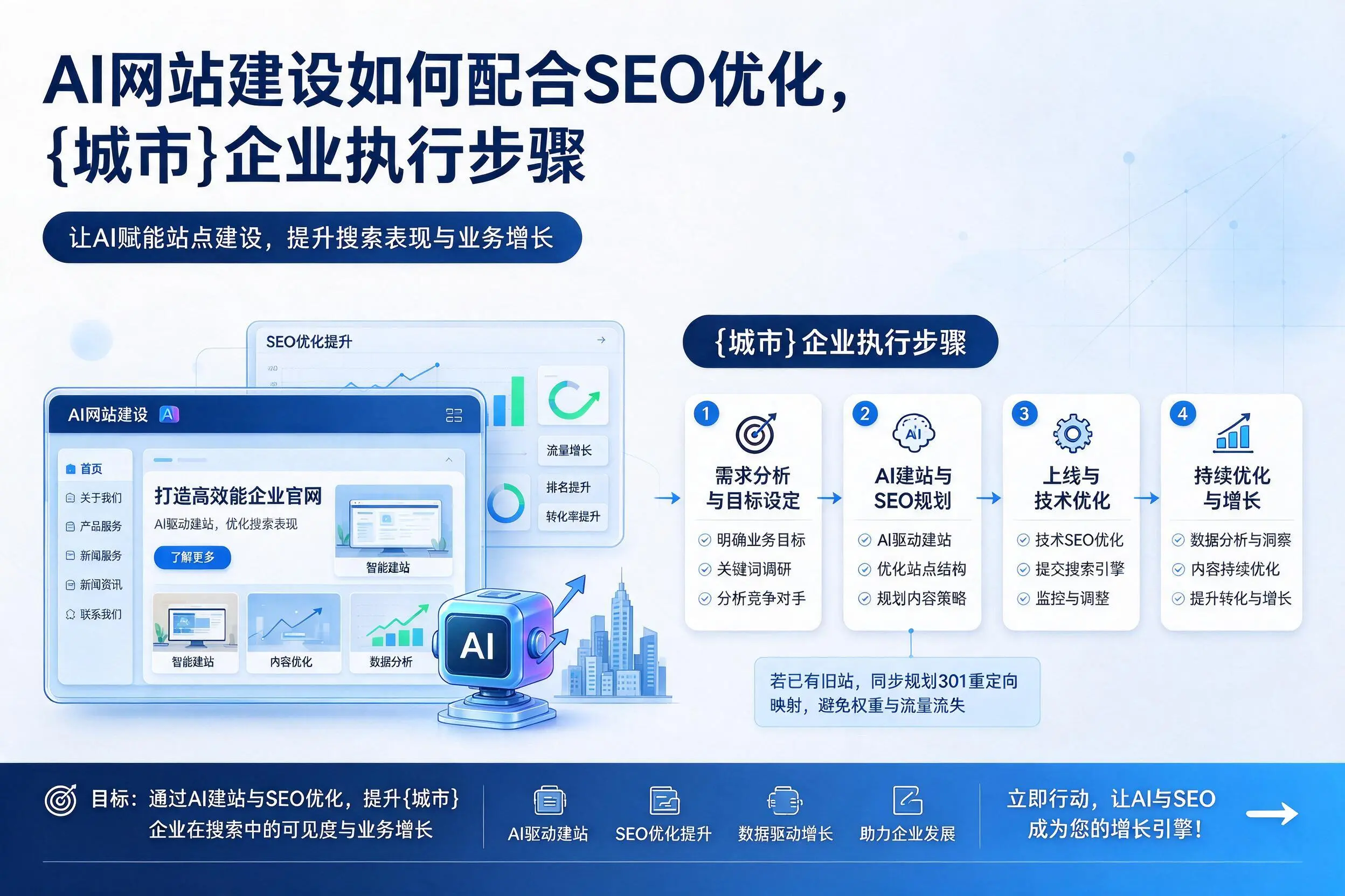 AI网站建设如何配合SEO优化,牡丹江企业执行步骤