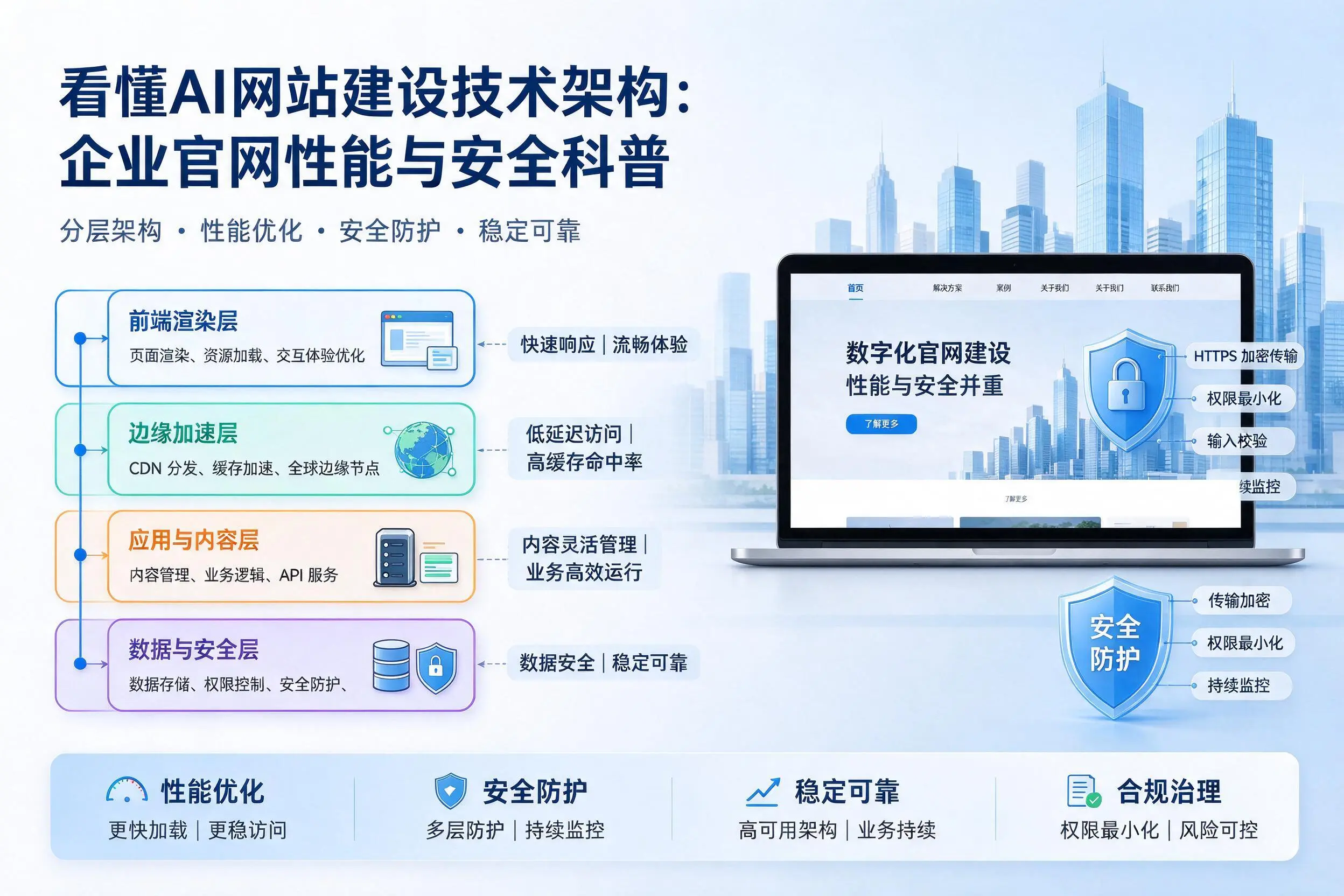 看懂AI网站建设技术架构：牡丹江企业官网性能与安全科普