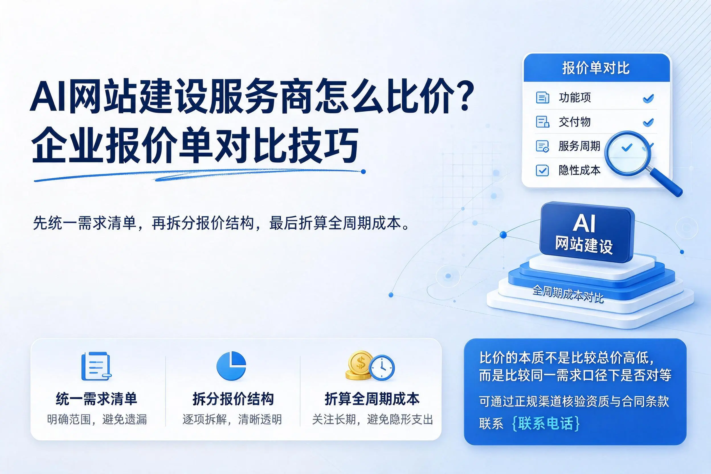AI网站建设服务商怎么比价?牡丹江企业报价单对比技巧
