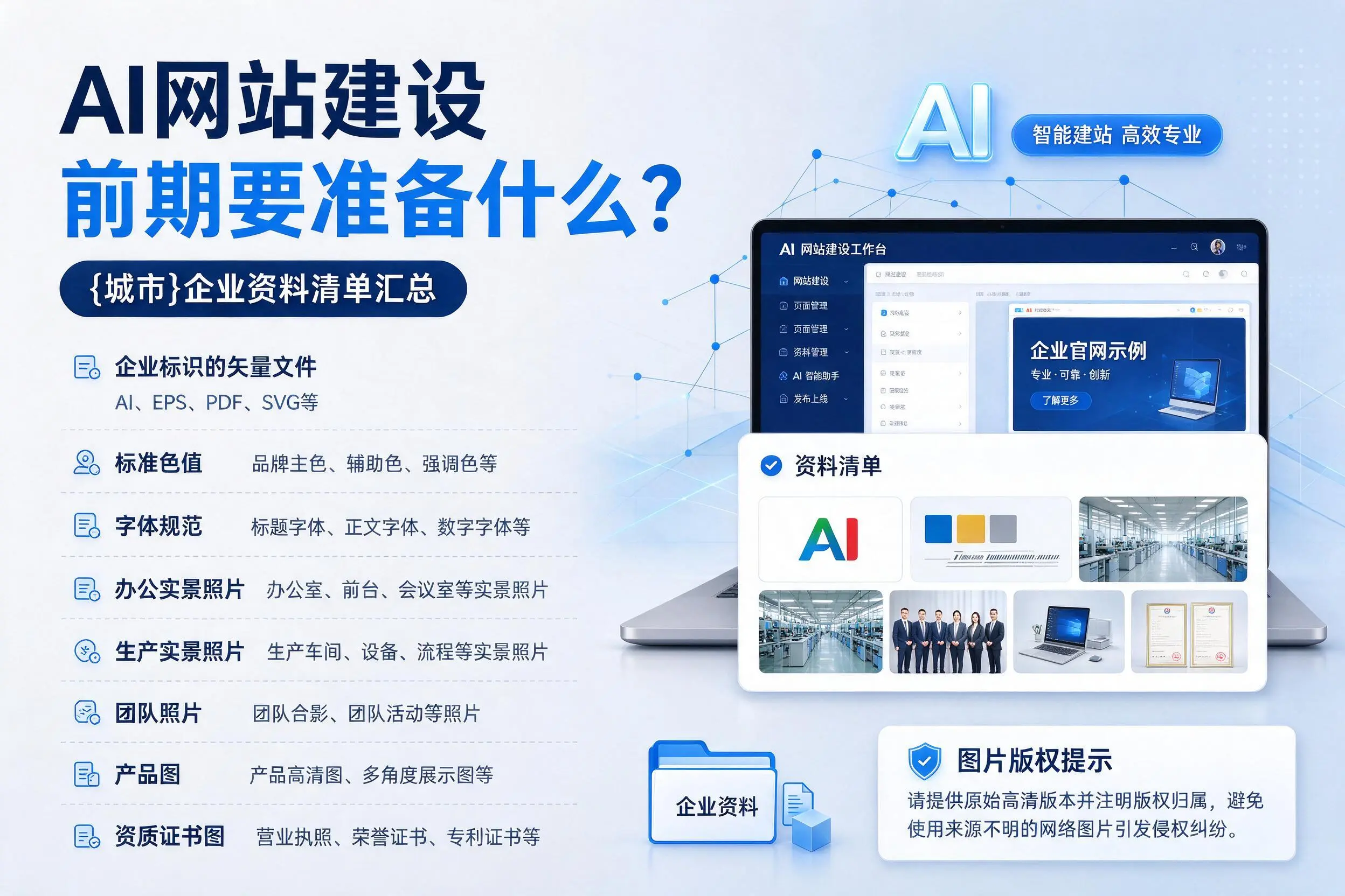 AI网站建设前期要准备什么？牡丹江企业资料清单汇总